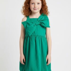 Zara Vibrant Green Kids Balloon Dress with Bow